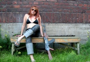 Girl with ak 47 gun wallpaper