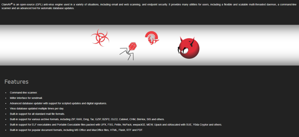 Clam antivirus screenshot