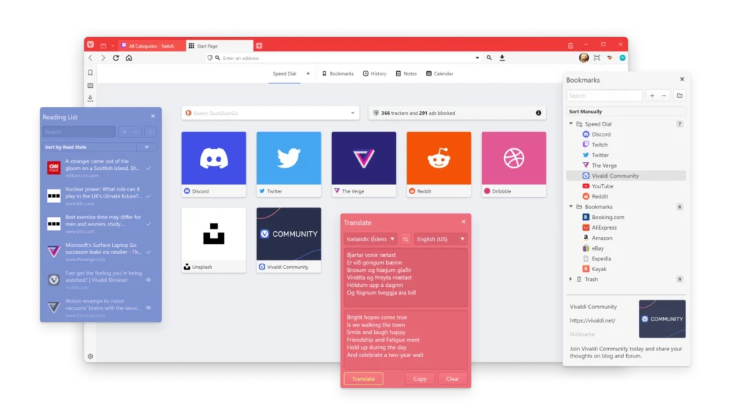 Vivaldi screenshot