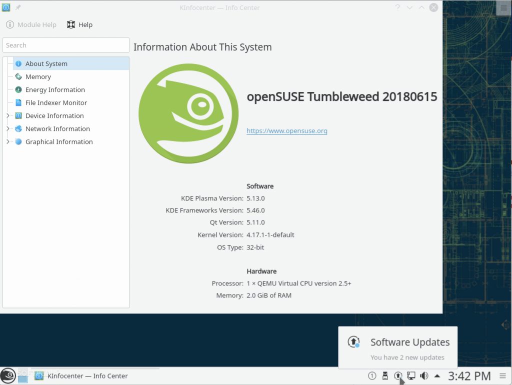 Opensuse tumbleweed is now powered by linux kernel 4 17 and kde plasma 5 13 521588 2