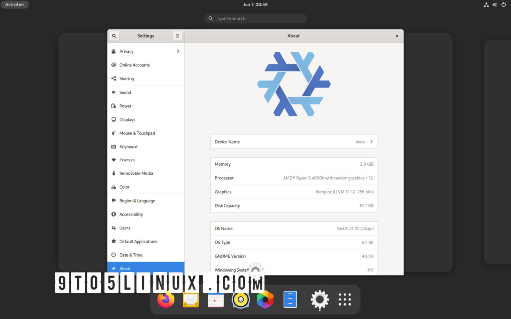 Nixos 2105 released with gnome 40 and linux kernel 510