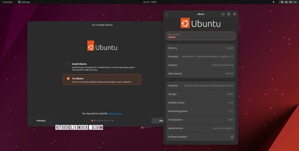 Ubuntu 2310 mantic minotaur is now powered by linux kernel.webp