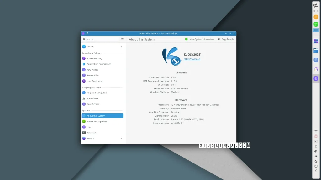 Kaos linux 2025.01 released with linux kernel 6.12 lts and